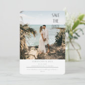 Modernes Beach Foto Save the Date gerundet (Stehend Vorderseite)