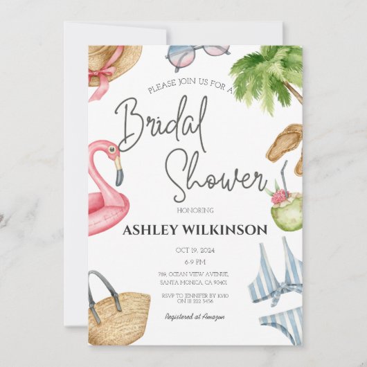 Modernes Beach Pool Party Sommer Brautparty Einladung (Vorderseite)