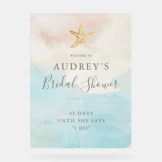 Modernes Beach Themed Brautparty Willkommen Acrylschild (Vorderseite)