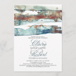 Modernes Beach Watercolor Swash Probe Dinner Einladung