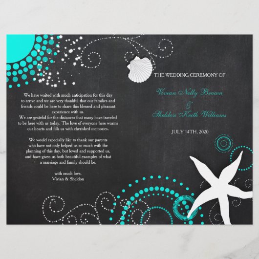 Modernes Beach Wedding Celebration Bi Fold Program (Vorderseite)