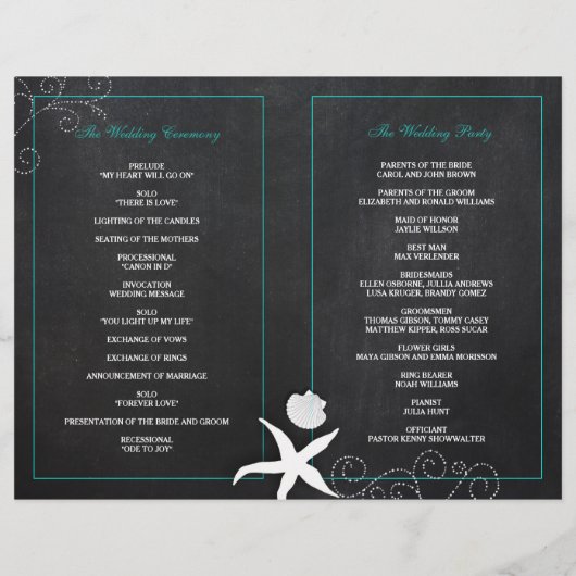 Modernes Beach Wedding Celebration Bi Fold Program (Rückseite)