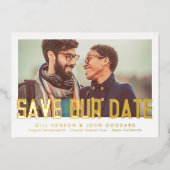 Modernes bearbeitbares fett Foto Save the Date Gol Folieneinladung (Vorderseite)