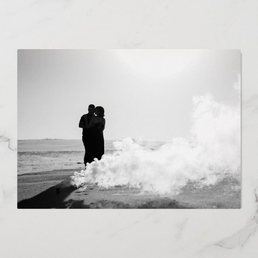 Modernes bearbeitbares fett Foto Save the Date Gol Folieneinladung (Rückseite)