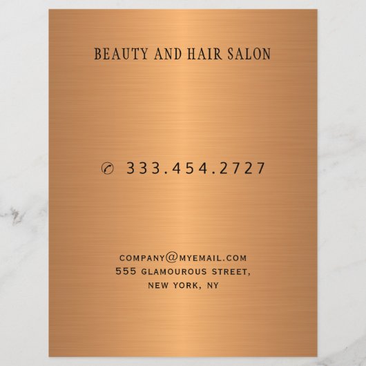 Modernes Beauty-Salon-Service-Menü Werbeaktion Fly (Rückseite)