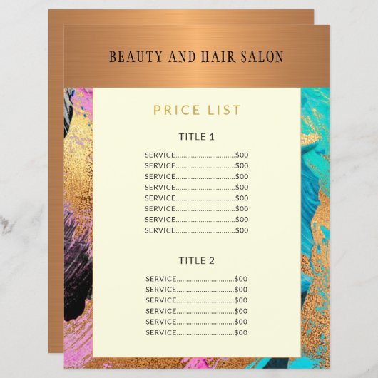 Modernes Beauty-Salon-Service-Menü Werbeaktion Fly (Vorne/Hinten)