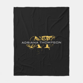Modernes, bedrücktes Schwarz/Gold-Mit Monogramm Fleecedecke