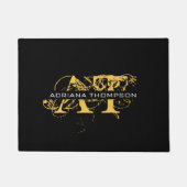 Modernes, bedrücktes Schwarz/Gold-Mit Monogramm Fußmatte (Vorderseite)