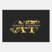 Modernes, bedrücktes Schwarz/Gold-Mit Monogramm Geschenkpapier Set (Vorderseite)