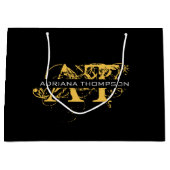 Modernes, bedrücktes Schwarz/Gold-Mit Monogramm Große Geschenktüte (Vorderseite)