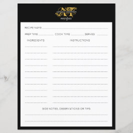 Modernes, bedrücktes Schwarz-Gold-Mit Monogramm Re