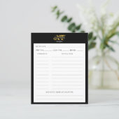 Modernes, bedrücktes Schwarz-Gold-Mit Monogramm Re (Stehend Vorderseite)