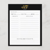 Modernes, bedrücktes Schwarz-Gold-Mit Monogramm Re (Vorderseite)