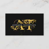 Modernes, bedrücktes Schwarz/Gold-Mit Monogramm Visitenkarte (Vorderseite)