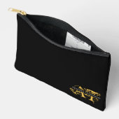Modernes, bedrücktes Schwarz/Gold-Mit Monogramm Zubehörtasche (Offen)