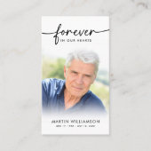 Modernes Beerdigungs-Beileid-Foto für immer Gebet- Visitenkarte (Vorderseite)