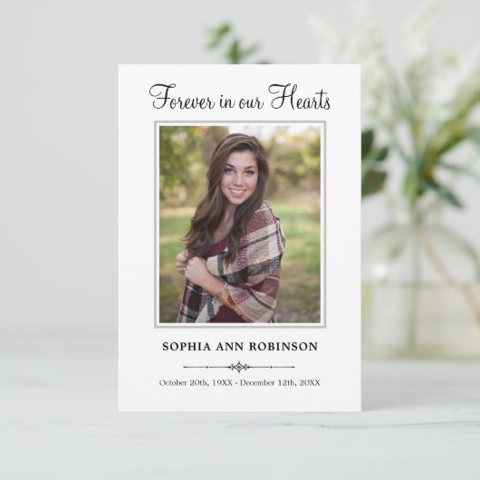 Modernes Beerdigungs-Foto Beileid Gebet Karte (Stehend Vorderseite)