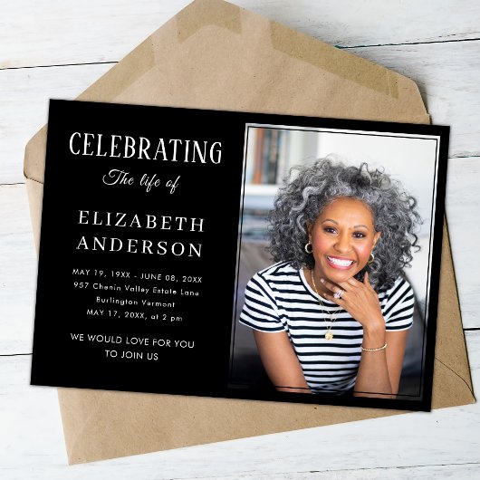 Modernes Beerdigungs-Foto Minimalistisch Einfache Einladung