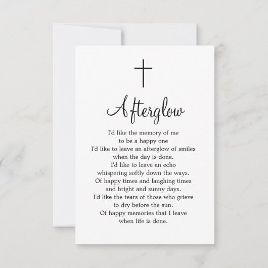 Modernes Beerdigungsgebet zum Foto Karte (Rückseite)