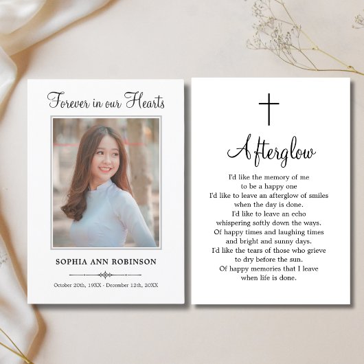 Modernes Beerdigungsgebet zum Foto Karte