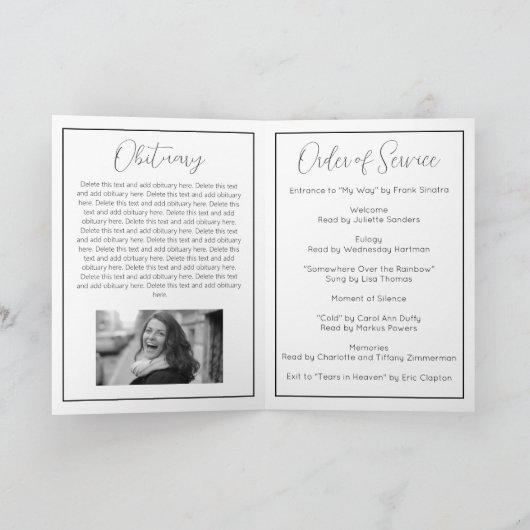 Modernes Beerdigungsprogramm - Minimalistische Ged Programm (Innenseite)