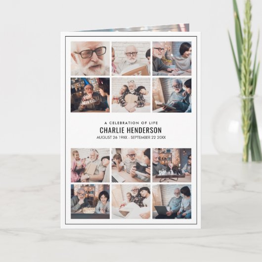 Modernes Beerdigungsprogramm mit 15 Fotos Bio & Ge Programm (Vorderseite)