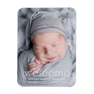 Modernes Begrüßungs-Baby-Foto Geburtserklärung Magnet