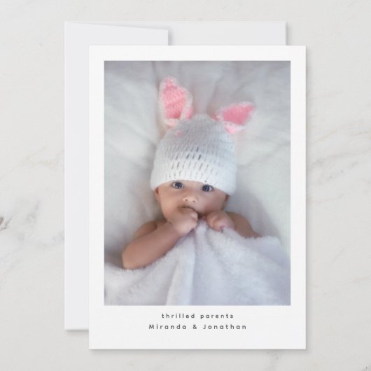 Modernes Begrüßungsfoto Collage Birth Ankündigung (Rückseite)