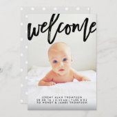 Modernes Begrüßungsschreiben | Foto Birth Ankündig Ankündigung (Vorne/Hinten)