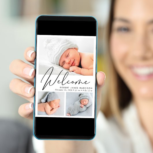 Modernes Begrüßungsskript 4 Foto Birth Ankündigung