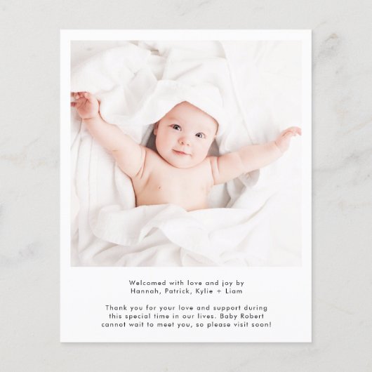 Modernes Begrüßungsskript 4 Foto Geburtsankündigun (Rückseite)