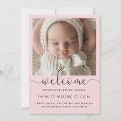 Modernes Begrüßungsskript 4 Foto Geburtsankündigun Einladung (Vorderseite)