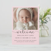 Modernes Begrüßungsskript 4 Foto Geburtsankündigun Einladung (Stehend Vorderseite)