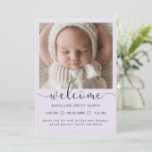 Modernes Begrüßungsskript 4 Foto Geburtsankündigun Einladung (Stehend Vorderseite)