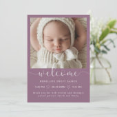 Modernes Begrüßungsskript 4 Foto Geburtsankündigun Einladung (Stehend Vorderseite)