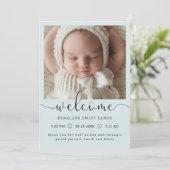 Modernes Begrüßungsskript 4 Foto Geburtsankündigun Einladung (Stehend Vorderseite)