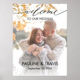 Modernes Begrüßungszeichen Hochzeitszeichen Foto Poster