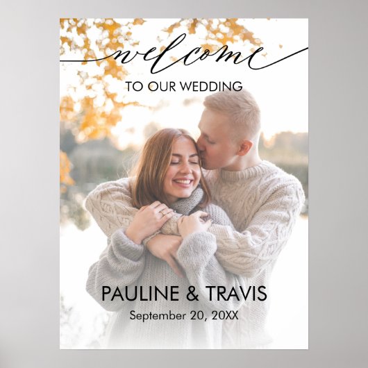 Modernes Begrüßungszeichen Hochzeitszeichen Foto Poster (Vorne)
