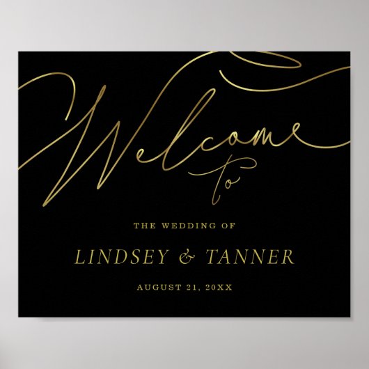 Modernes Begrüßungszeichen mit Imitate Gold Script Poster (Vorne)