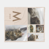 Modernes Beige 6 Foto Collage Pet Monogramm Fleecedecke (Vorderseite (Horizontal))