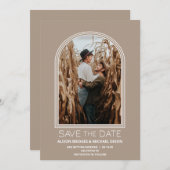 Modernes Beige Arch Foto Hochzeit retten das Datum Save The Date (Vorne/Hinten)