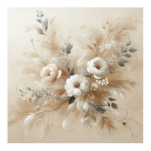 Modernes Beige Blume 2 Poster