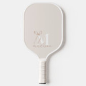 Modernes Beige Bow Initial Monogram Pickleball Schläger (Rückseite)