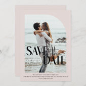 Modernes, beige-braun-Rose-Foto-Save the Date Einladung (Vorne/Hinten)