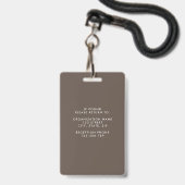 Modernes Beige Brown Corporate Foto ID Ausweis (Back with Lanyard)