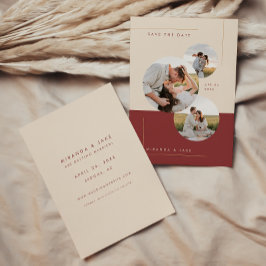 Modernes Beige & Burgund Inline-Hochzeitssliding-F Save The Date