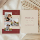 Modernes Beige Burgundy Geometric Inline 3 Foto Save The Date