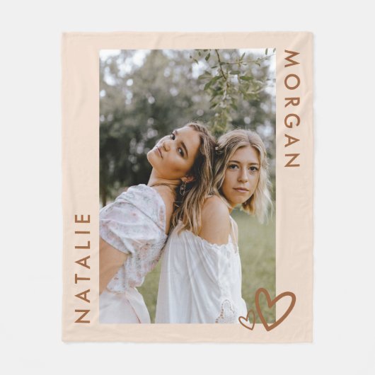 Modernes Beige Custom Best Friends Foto Fleecedecke (Vorderseite)