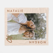 Modernes Beige Custom Best Friends Foto Fleecedecke (Vorderseite (Horizontal))