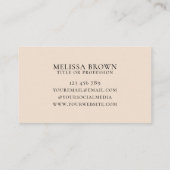 Modernes Beige elegantes Aquarellmonogramm Visitenkarte (Rückseite)